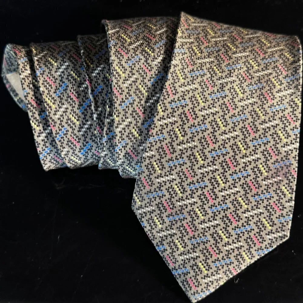 Missoni Chevron Mens Tie Silk Neckwear Brown Zig Zag Red Blue Polka Dots